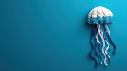 Crochet jellyfish amigurumi, a whimsical jellyfish with long flowing tentacles, perfect for under-the-sea decorations, crochet, jellyfish amigurumi