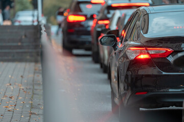 Naklejka premium traffic jam under traffic lights
