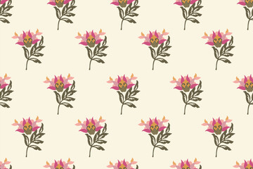 floral ethnic ikat seamless pattern traditional design for background, carpet, wallpaper, clothing, wrapping, fabric, vector illustration, embroidery style, Ajrakh, block print, batik print allovers