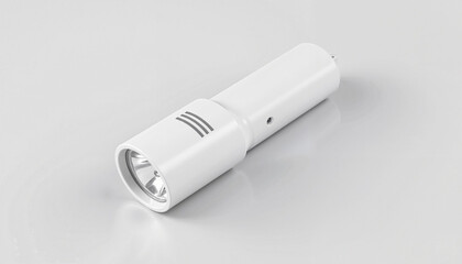 Modern White Flashlight in Minimal Style on Gray Background with Copy Space