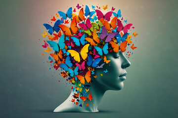 Celebrating Neurodiversity A Brain of Vibrant Butterflies