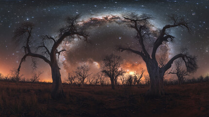 A mesmerizing celestial display in a dark, remote area, where countless stars fill the night sky, creating a stunning natural spectacle. 