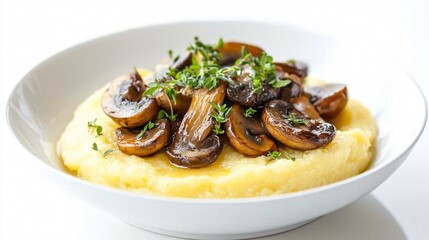 Creamy Polenta with Sauteed Mushrooms and Herbs