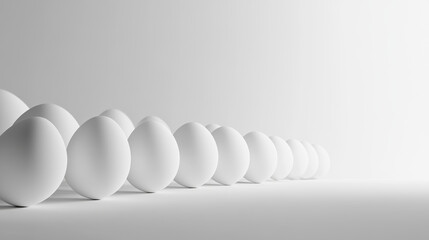 White eggs set against a plain white backdrop.