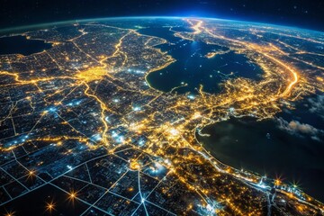 Silhouette of Manila from Space: A Stunning Zoom-In View of the Philippines' Capital City at Night