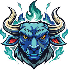 Fototapeta premium Angry Blue Bear Mascot Head Roaring