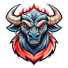 Obraz premium Angry Bull Mascot Illustration Fierce Red Horns