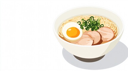 Bowl of Ramen Noodles with Egg and Pork