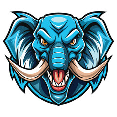 Ferocious Blue Elephant Mascot Head Design