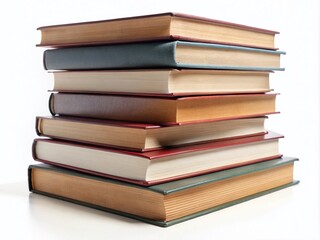 Stack of Hardcover Books on White Background for Education and Learning Resources