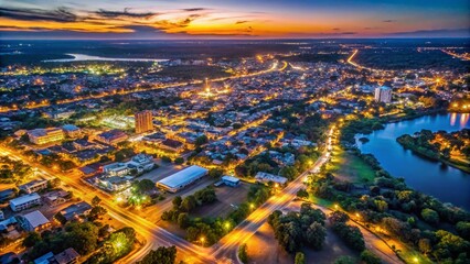 Fototapeta premium Stunning Aerial View of Mansa, Zambia: Architectural Marvels and Natural Landscapes from Space