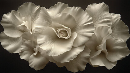 White rose flower on black background.