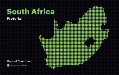Fototapeta premium Creative Dotted Map of South Africa with capital Pretoria. Round dots 
