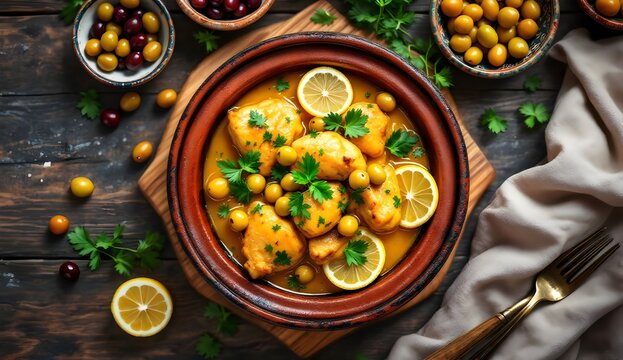Tajine Zitoun &ndash; Traditional Algerian Chicken Stew with Olives and Lemon (Algerian Cuisine)