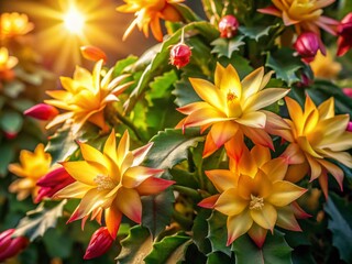 Stunning Drone Photography of a Golden Christmas Cactus in Bloom for Holiday Decor Inspiration