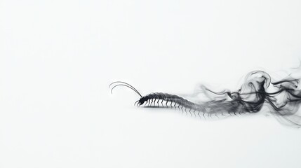 Obraz premium A black and white photo depicts smoke emanating from the back of a bird's head, set against a white background