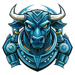 Cybernetic Bull Head With Glowing Eyes