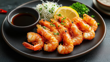Crispy Shrimp Tempura on Traditional Japanese Plate