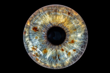 Iride verde azzurro con macchie marroni