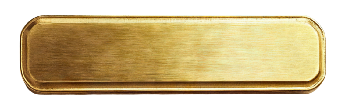 Blank golden nameplate, isolated on transparent background, suitable for personalization or branding - Powered by Adobe