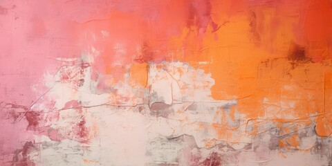 Abstract art in pink, orange, and white