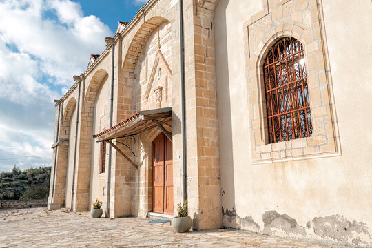 Timios Prodromos church displaying its historical stone walls in Vouni village. Limassol District, Cyprus
