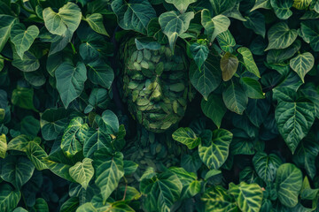 Obraz premium A woman's face is made of leaves and vines