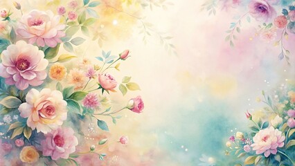Obraz premium Soft, dreamy watercolor floral background with a tilted angle