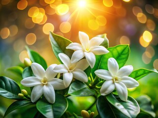 Obraz premium Elegant Arabian Jasmine Flowers with Bokeh Background