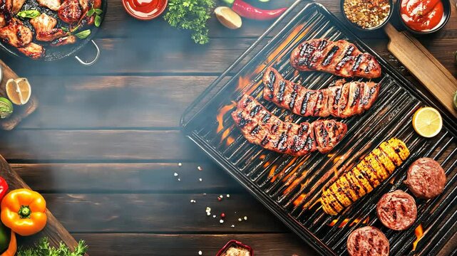 BBQ Barbecue Cookout Flyer Poster Template Layout Video