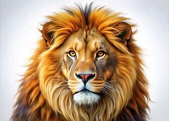 Naklejka premium Majestic Lion Portrait in Digital Art