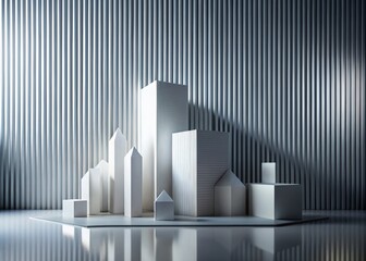 Obraz premium Glossy Abstract Architecture in White and Silver Tones