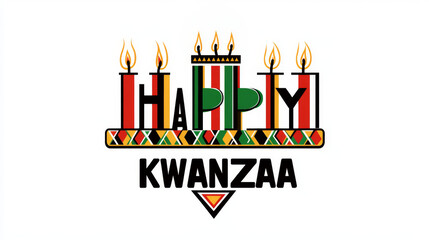 Obraz premium Happy Kwanzaa Celebration: A vibrant and festive illustration featuring the word 