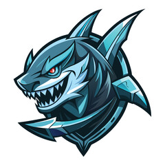 Naklejka premium Ferocious Blue Shark Mascot Illustration