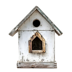 Charming birdhouse isolated on a transparent background, showcasing its rustic design and decorative features for garden and outdoor decor displays.