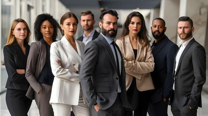 Fototapeta premium Hyper-Detailed Group Portrait Showcasing Individual Personalities in a Corporate Setting at