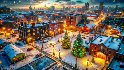 Naklejka premium Urban Exploration with a Festive Twist: Christmas Watermark Urban Photography