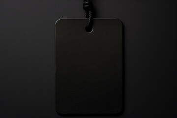 Fototapeta premium black blank sale tag on a black background, close up