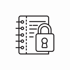 notepad lock icon sign vector
