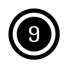 Represents the number nine