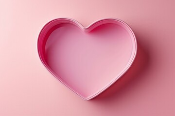 empty blank open pastel pink heart shaped box on a pastel pink background,