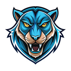 Fototapeta premium Blue Feline Mascot Logo Design Illustration