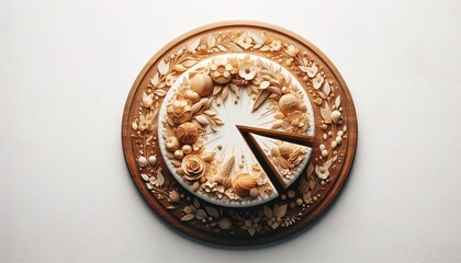 Fototapeta premium sliced cake in the middle of the black background, flat lay top view