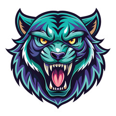 Obraz premium Ferocious Blue Tiger Mascot Head Illustration