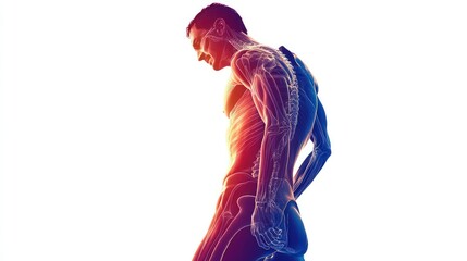 Body man anatomy with pain isolated on a white background