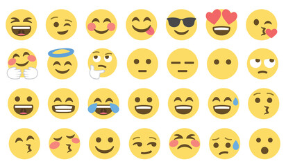 Yellow emoji set isolated on white background, emojis vector illustration.