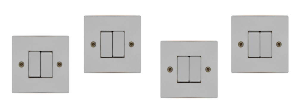 Two switch. Bright during the day, light switches and switches. On isolated transparent background.