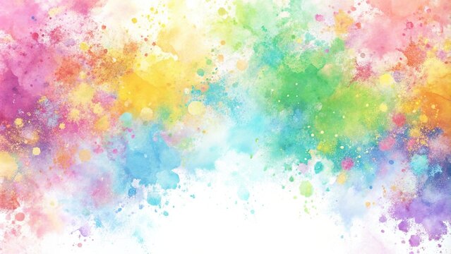 Soft pastel multi colored splatter pattern on white background silhouette