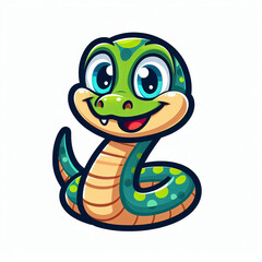 Fototapeta premium Cartoon funny cute snake with Christmas ornaments and festive decorations.