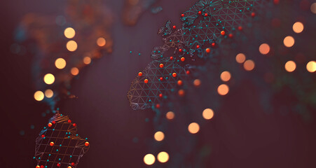 Mapa mundial y redes.
Ilustración 3D y concepto de logística internacional de acuerdos y negocios internacionales. Redes y empresas de todo el mundo.